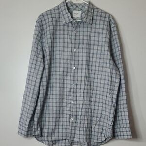 Billy Reid Melange Plaid John T Shirt Standard Mens Size Extra Large Button Down